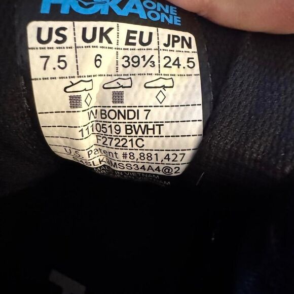 HOKA Bondi 7 Women’s Size 7.5 Black White Running Shoes Cushioned Sneakers READ - Picture 4 of 8